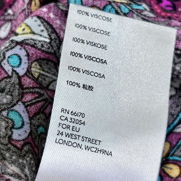 Maeve Janie Purple Floral Leaf Print Peasant Boho Ruffle Hem Blouse - Picture 5 of 11